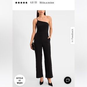 Express Black One-Shoulder Jumpsuit